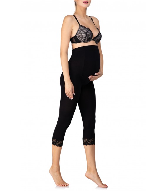 Legginsy ciążowe 3/4 z koronką 80 den (microfibra) ART. 412